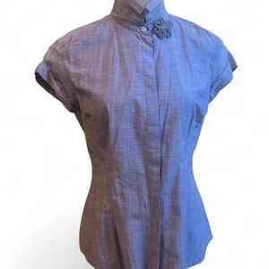 Brunello Cucinelli chambray button up short sleeve women’s top sz L